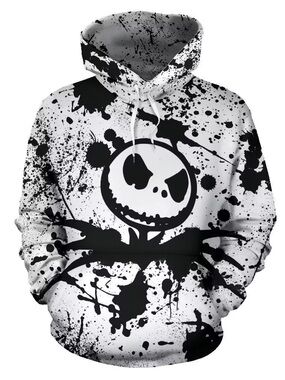 NWT Men's Black & White Skull Pullover Hoodie